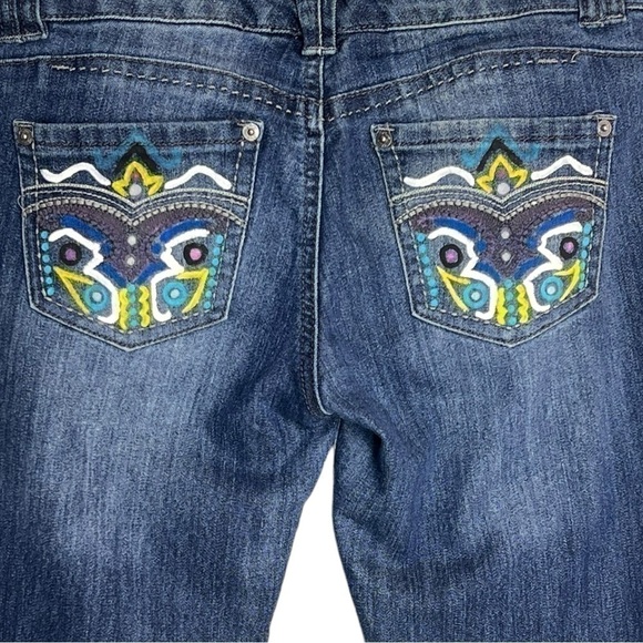 NWOT Candie's Sexy Low Rider Dark Blue Jeans Hand Painted Pockets Size 7 - Picture 3 of 8